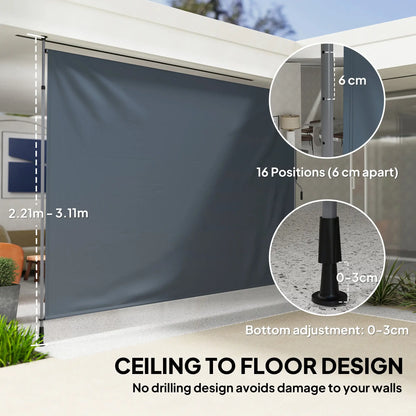 11.5' x 10' Manual Retractable Patio Awning, UPF30+ Water-Resistant, Dark Grey Patio Awnings at Gallery Canada