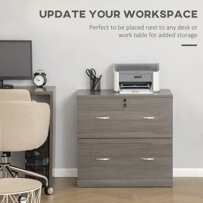 2 Drawer File Cabinet with Lock, Hanging Bar, Letter Size, Grey Office Cabinets & Cupboards at Gallery Canada