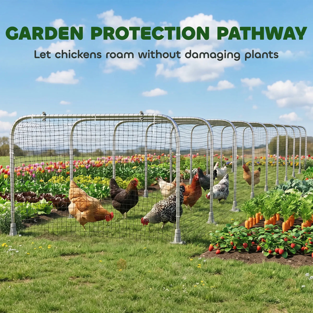 Extra Long Chicken Tunnel for Outside, 354" x 39" Galvanized Steel Chicken Run for 10-15 Chickens or Ducks Chicken Coops at Gallery Canada