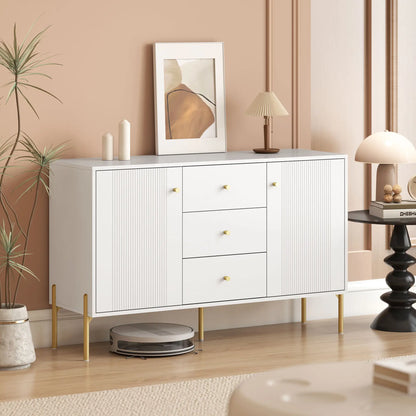 Buffet Cabinet, Modern Sideboard with 3 Drawers and 2 Shelves, White Storage Cabinets at Gallery Canada