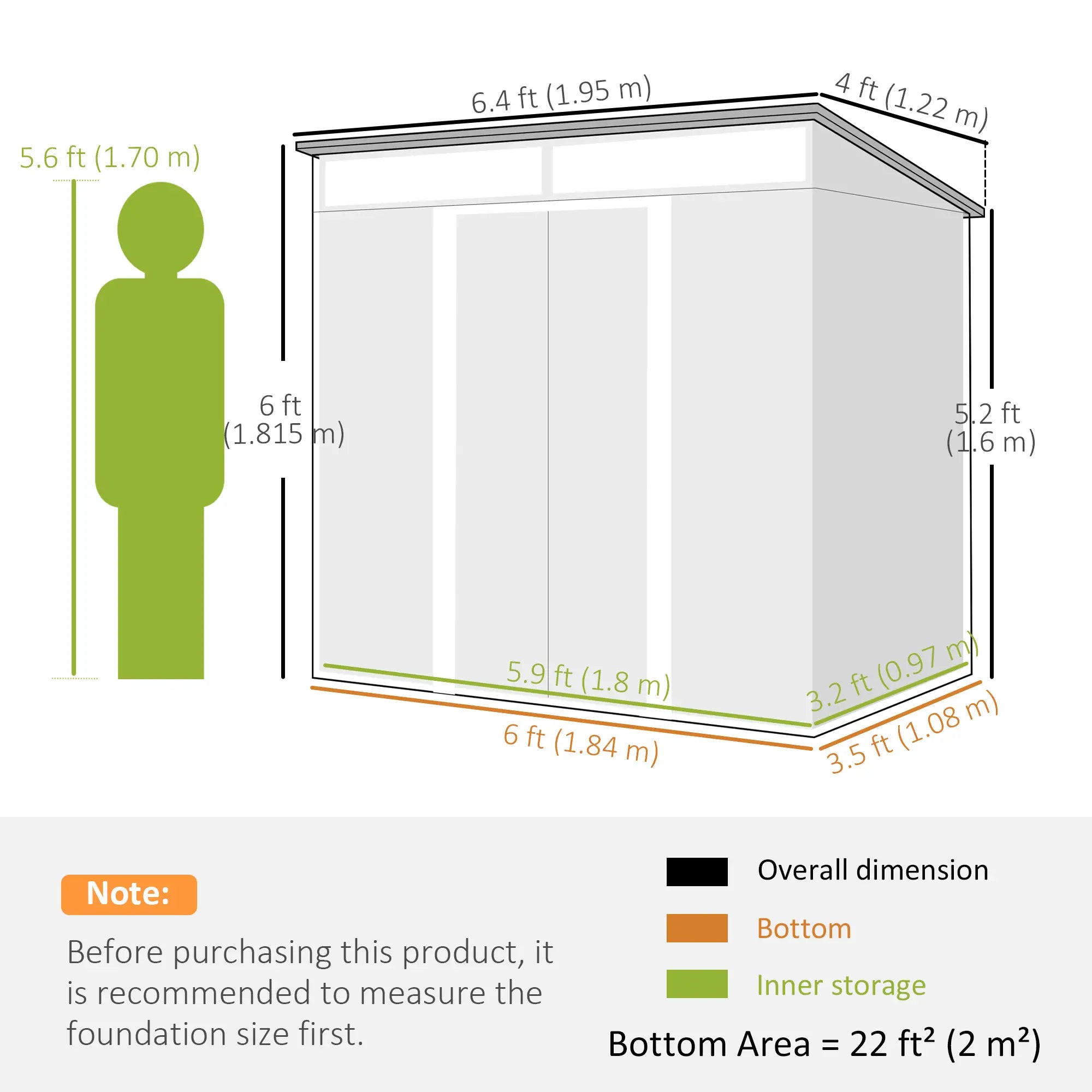 6.5x4FT Galvanised Metal Shed, Foundation Kit, Lockable Garden Storage, Sliding Doors, Vents, Grey Sheds at Gallery Canada