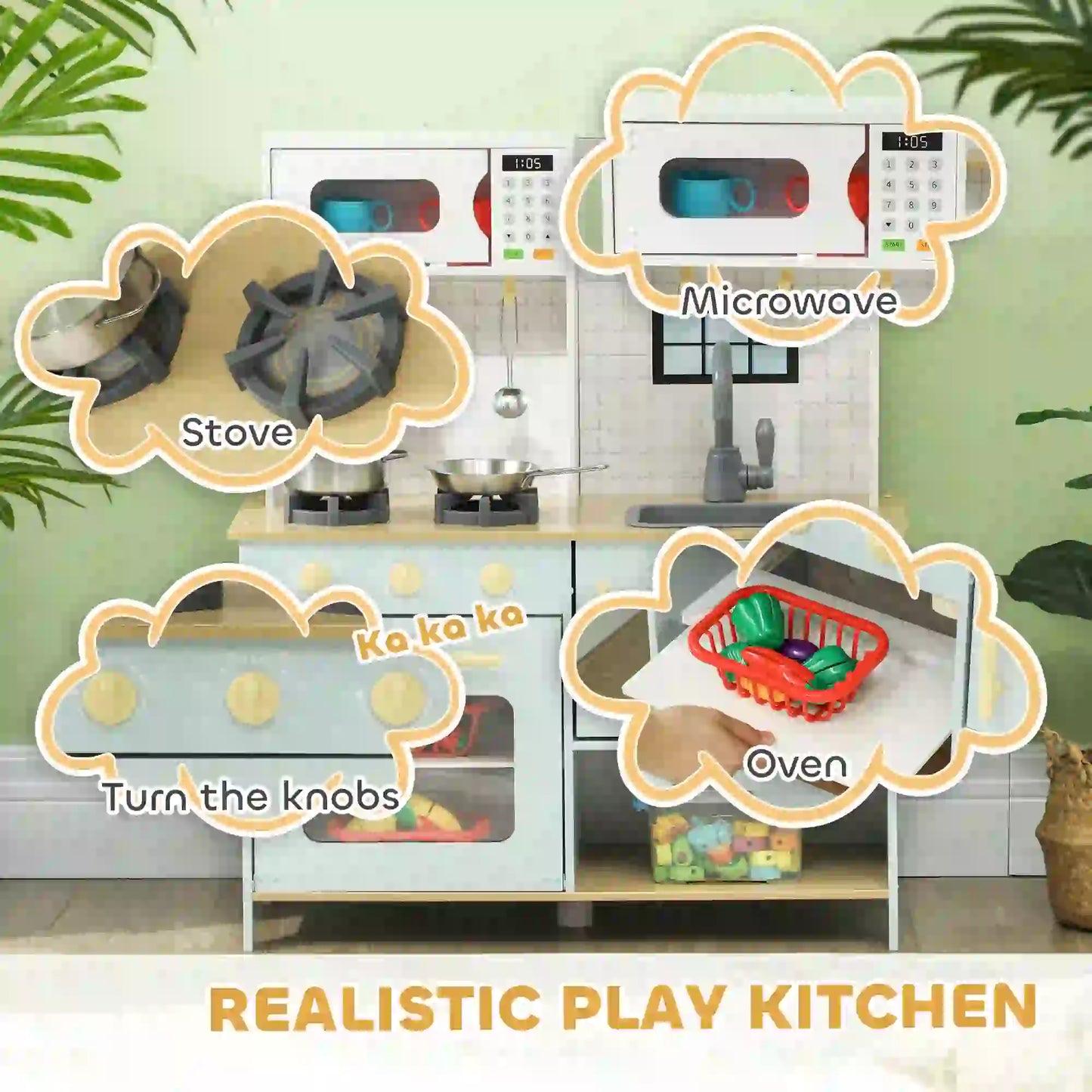 Kids Play Kitchen Set, Stove Microwave Oven, Turning Knobs, Cooking Accessories Play Kitchen at Gallery Canada