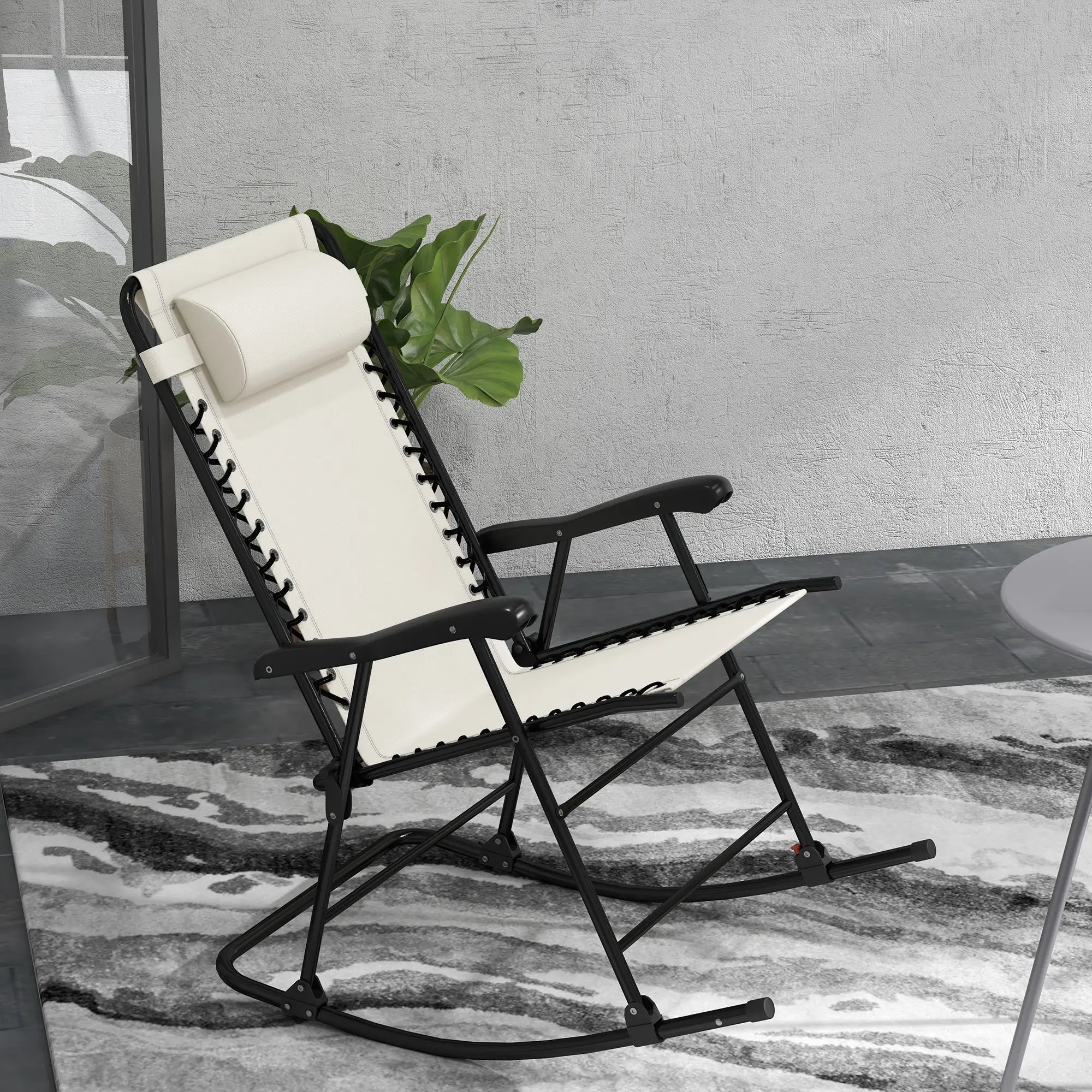 2pc Foldable Rocking Chair Set, Breathable Mesh Seat, Cream Outdoor Rocking Chairs at Gallery Canada