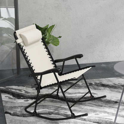 2pc Foldable Rocking Chair Set, Breathable Mesh Seat, Cream Outdoor Rocking Chairs at Gallery Canada