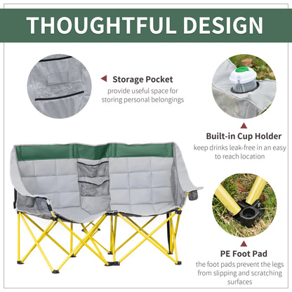 62" W Double Camping Chair Folding Loveseat With Storage, Cup Holder, Green Picnic Tables & Camping Chairs at Gallery Canada