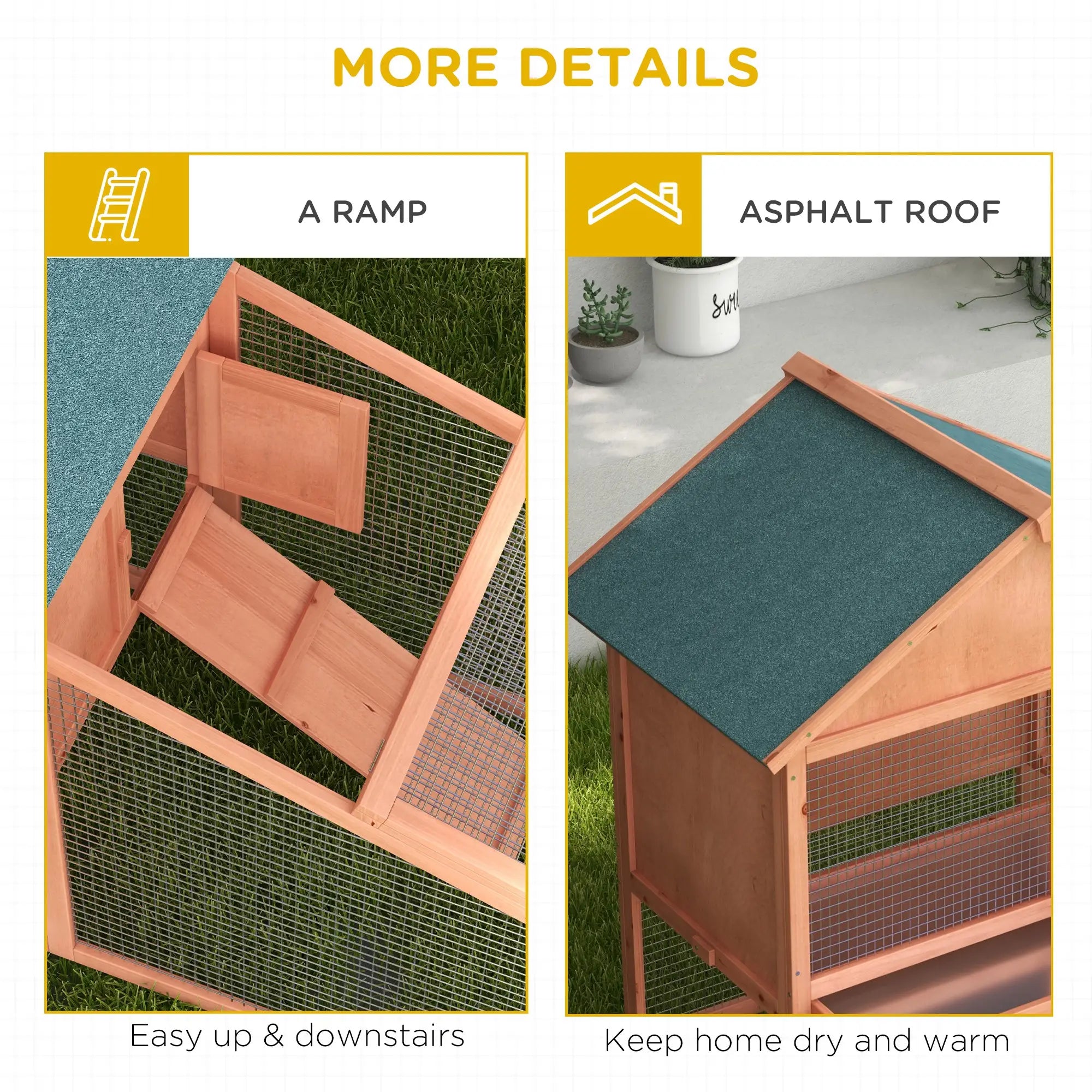 2 Tier Rabbit Hutch, Bunny House Guinea Pig Cage, Removable Tray, Ramp, Asphalt Roof Rabbit Hutch at Gallery Canada
