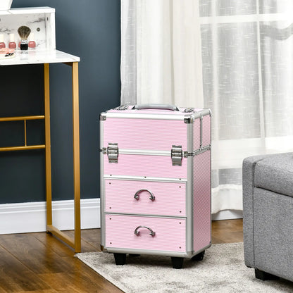Rolling Makeup Train Case, Large Storage Cosmetic Trolley, Lockable Travel Cart Trunk Makeup Cases at Gallery Canada