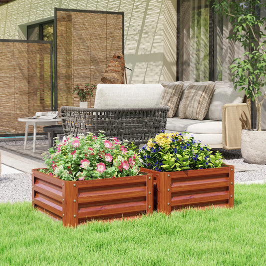 2' x 2' x 1' Raised Garden Bed, Dark Brown Galvanized Planter Boxes Dark Brown Wood Effect at Gallery Canada