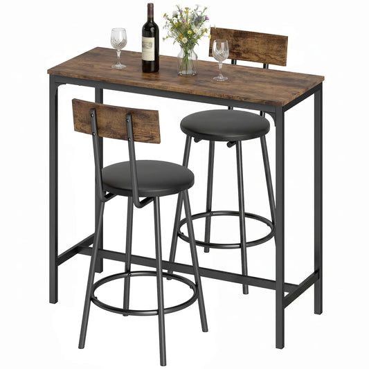 Bar Table Set With 2 Counter Height Barstools, Rustic Brown Bar Sets Rustic Brown, Black at Gallery Canada