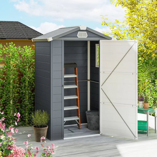 4.4' X 3.3' Plastic Garden Storage Shed, Grey