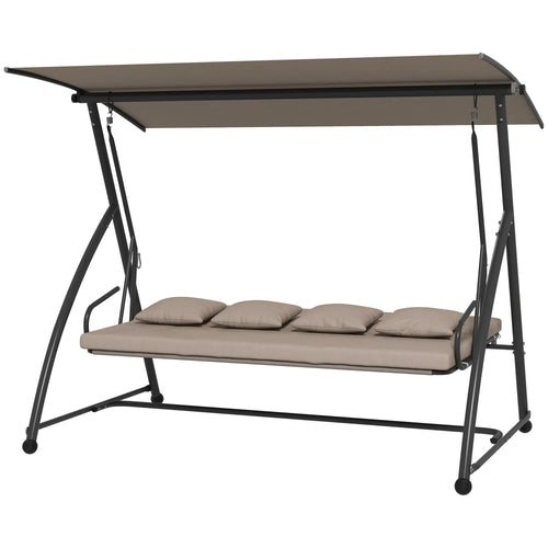 3 Seater Porch Swing, Convertible Chair Bed, Light Brown