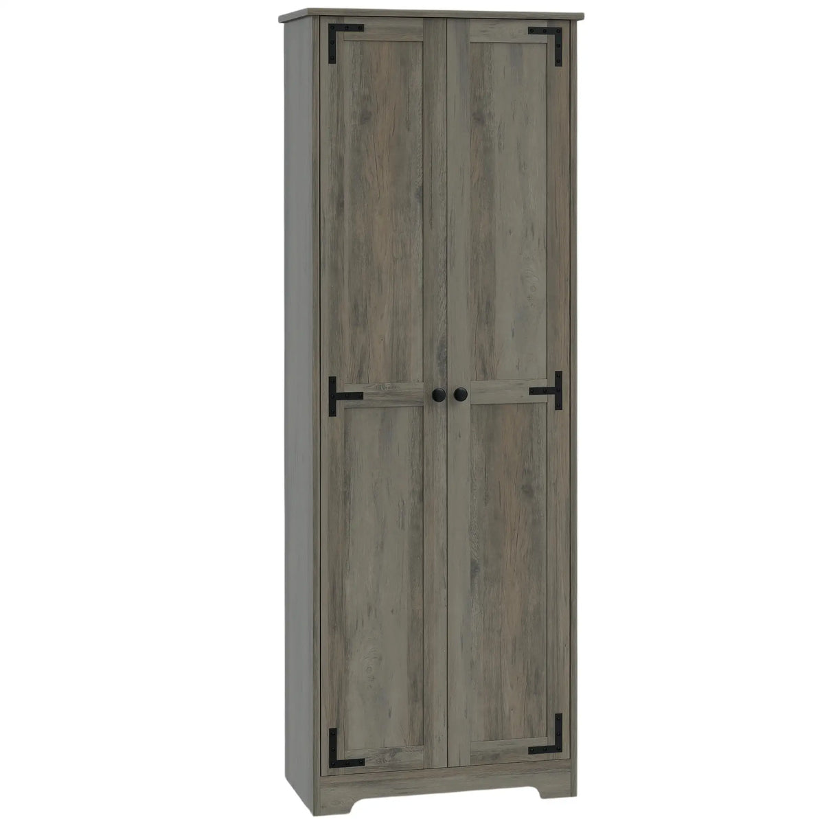 67" Farmhouse Pantry Cabinet, 2 Doors, Adjustable Shelves, Distressed, Grey Storage Cabinets Distressed Grey at Gallery Canada