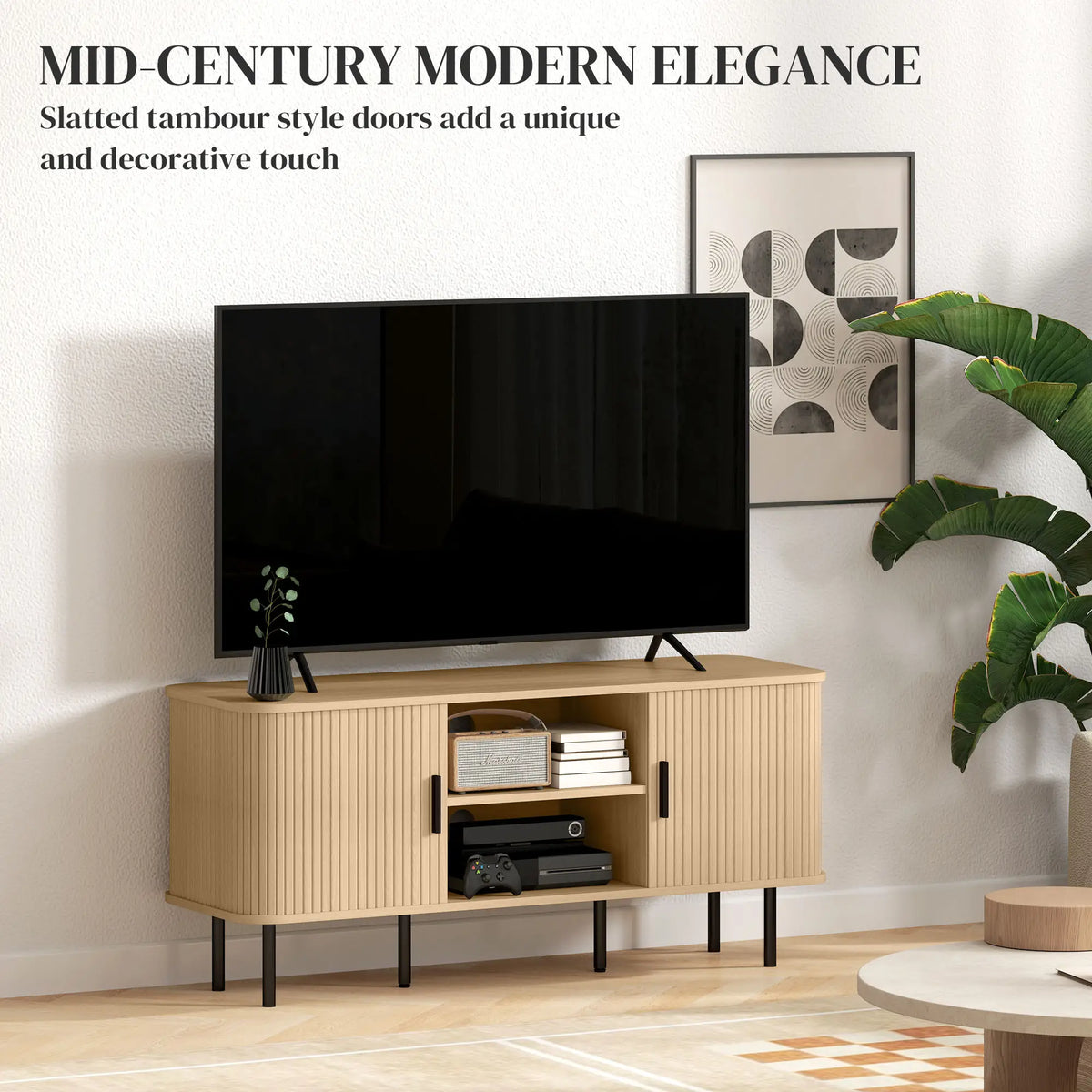 TV Stand for 55 Inches, Storage Shelves, Living Room, Oak Tone TV Stands at Gallery Canada