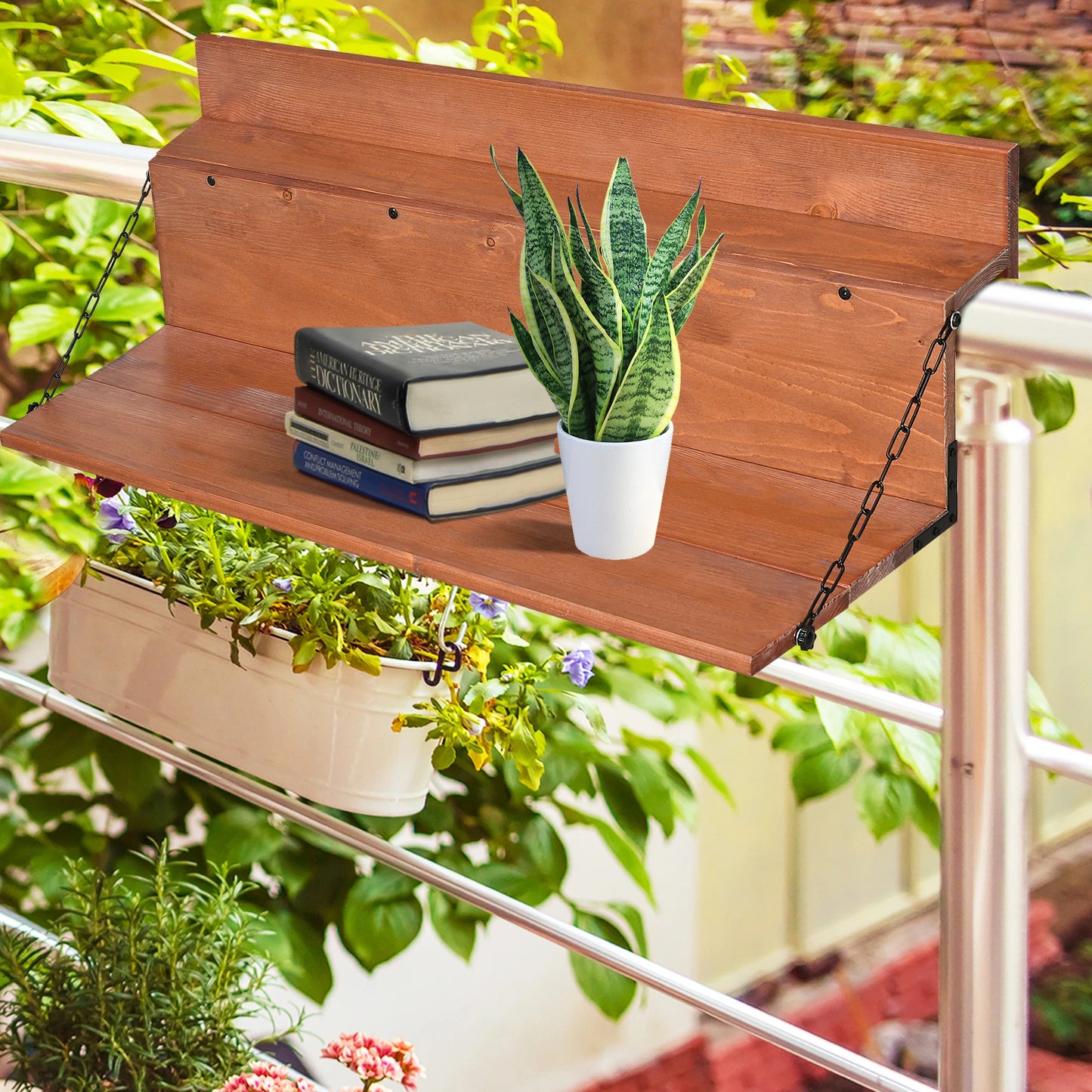 Folding Balcony Table, Spruce Foldable Desk, 39.4 Inch, Orange Balcony Table Hanging at Gallery Canada