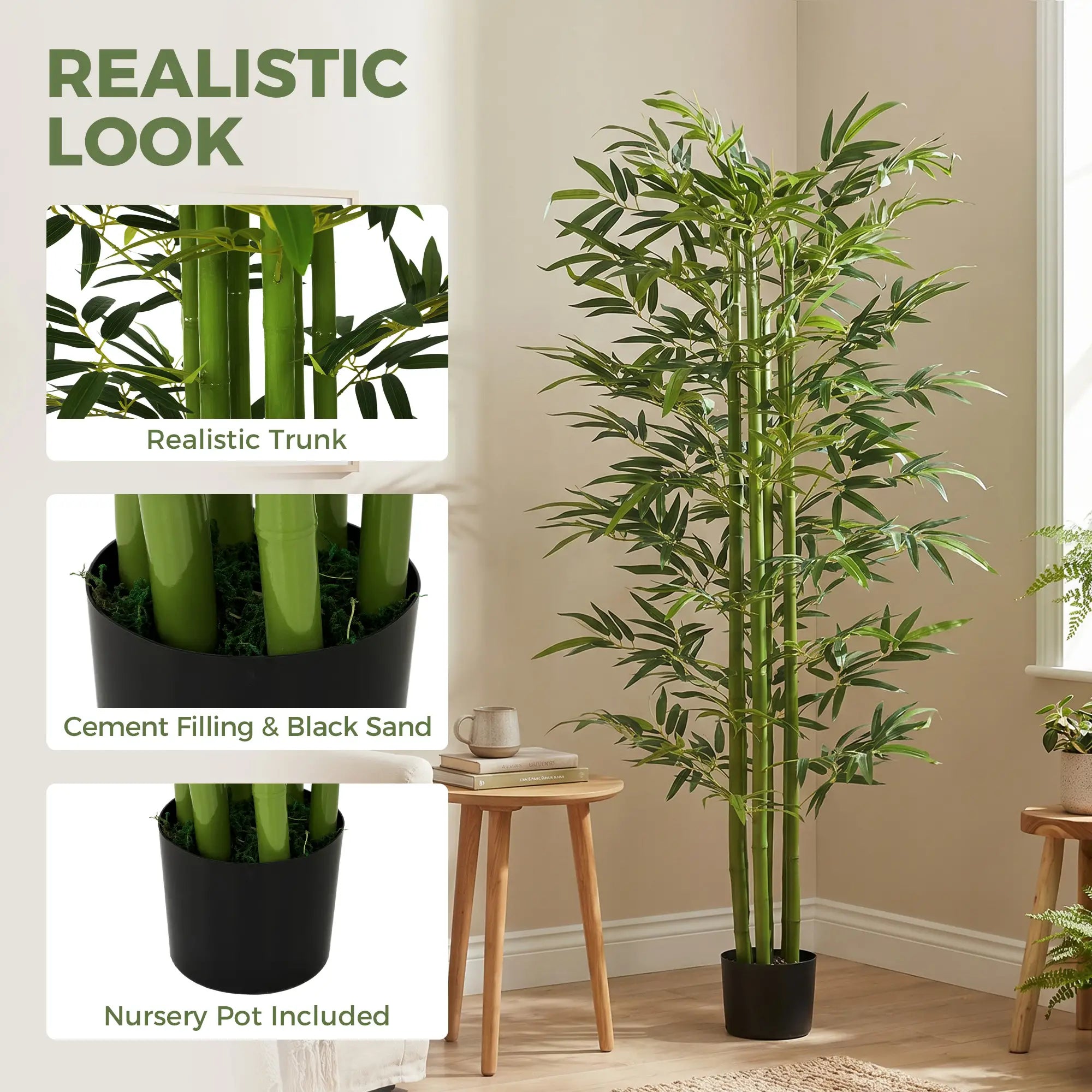 Indoor Fake Plants, Artificial Bamboo Tree with Adjustable Shape for Home Office Living Room Decor, Green Artificial Trees at Gallery Canada