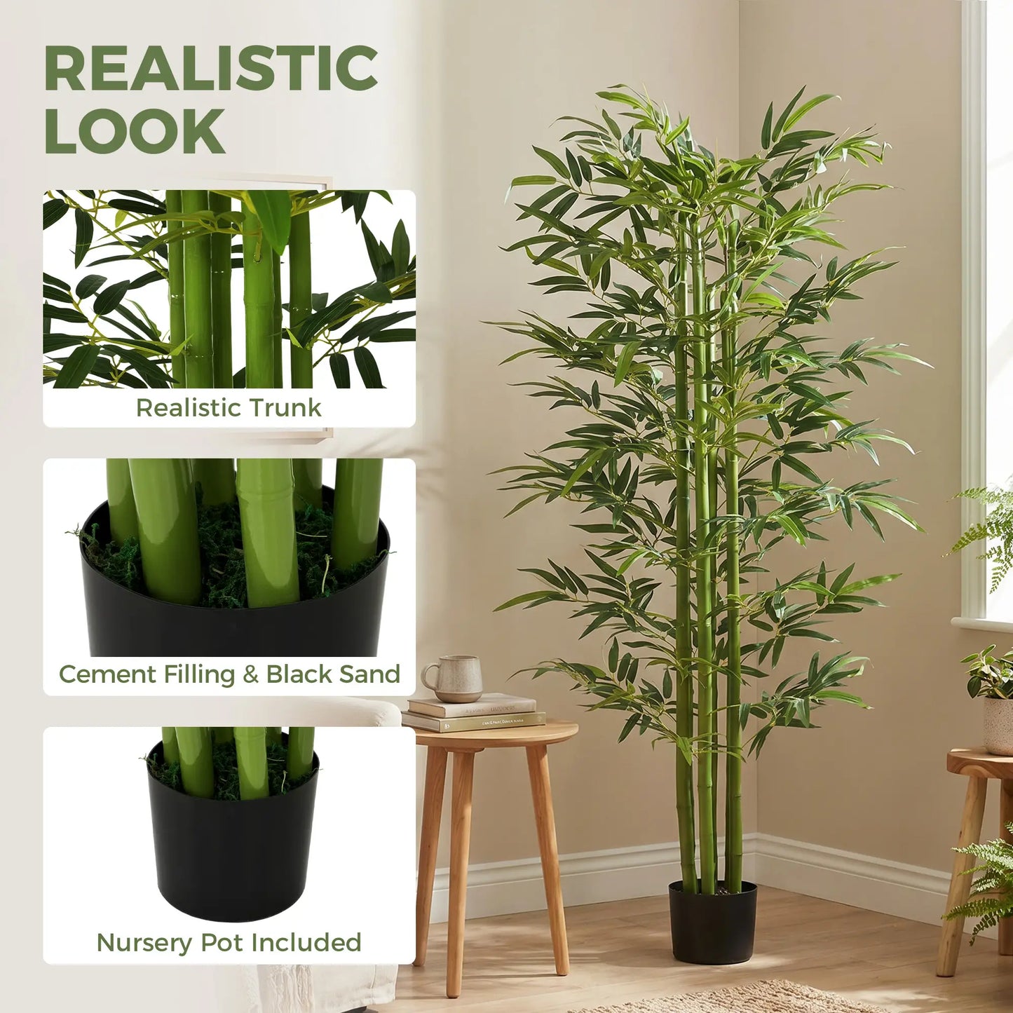 Indoor Fake Plants, Artificial Bamboo Tree with Adjustable Shape for Home Office Living Room Decor, Green Artificial Trees at Gallery Canada