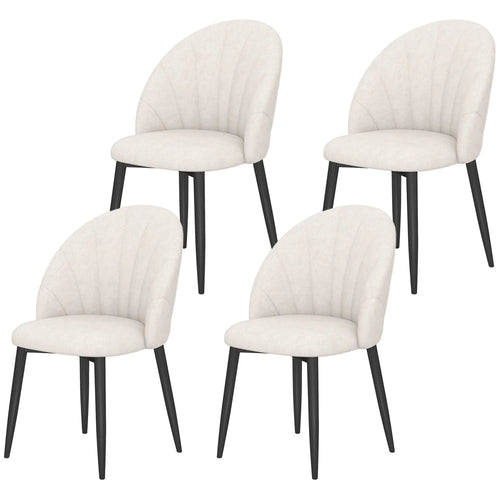 Modern Dining Chairs Set of 4, Upholstered, Metal Legs, Cream White