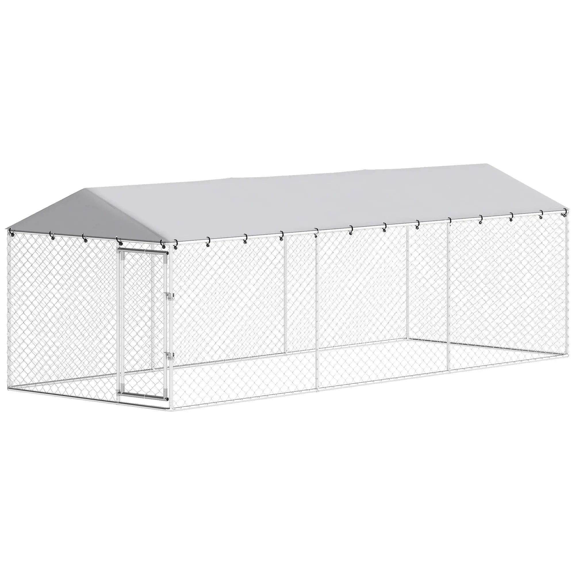 20' X 7.5' X 6.5' Dog Kennel Outdoor, Waterproof Cover, Silver Dog Kennels Silver at Gallery Canada