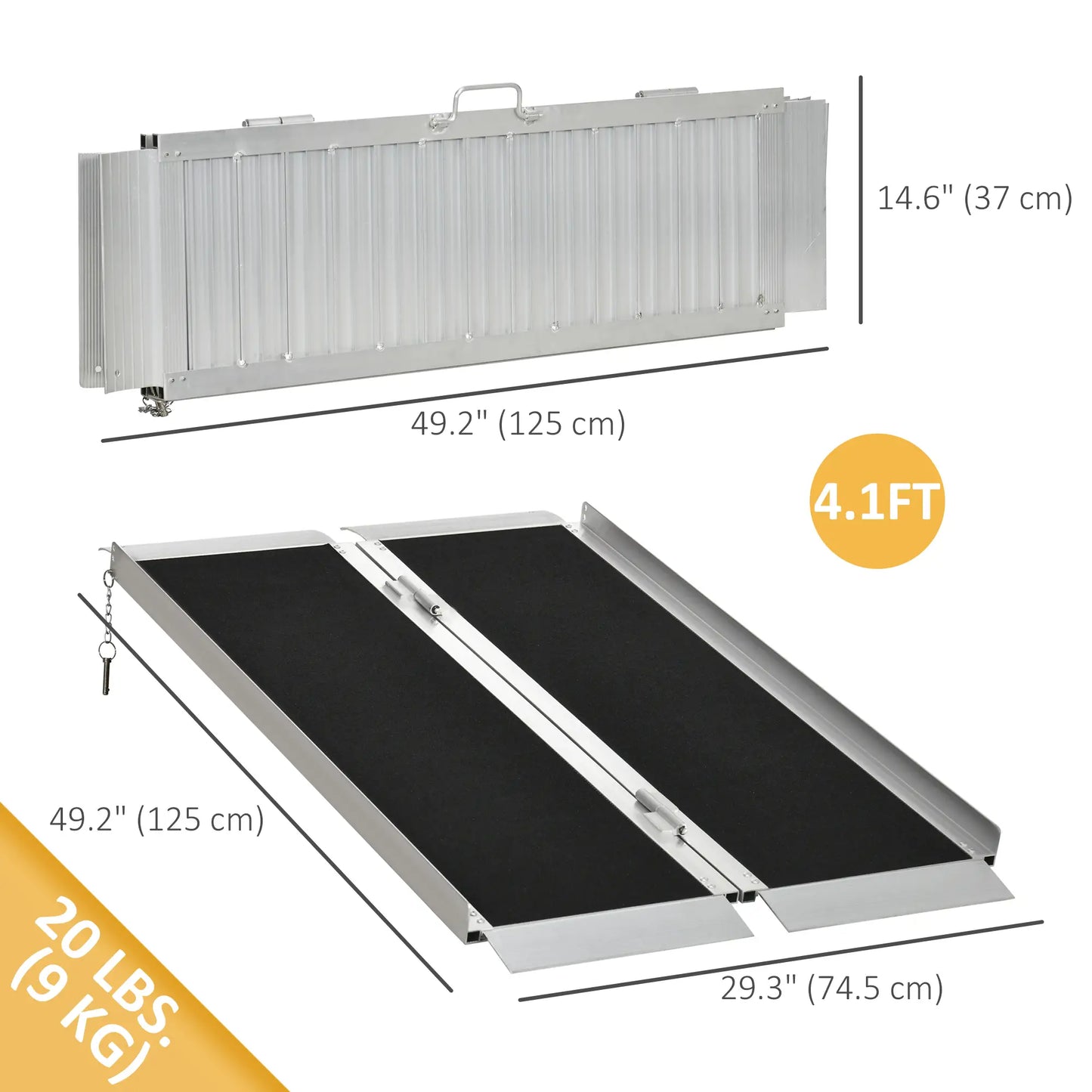 4' Aluminum Portable Wheelchair Ramp, Single-Fold, Scooter Access Knee Walker & Wheelchair Ramps at Gallery Canada