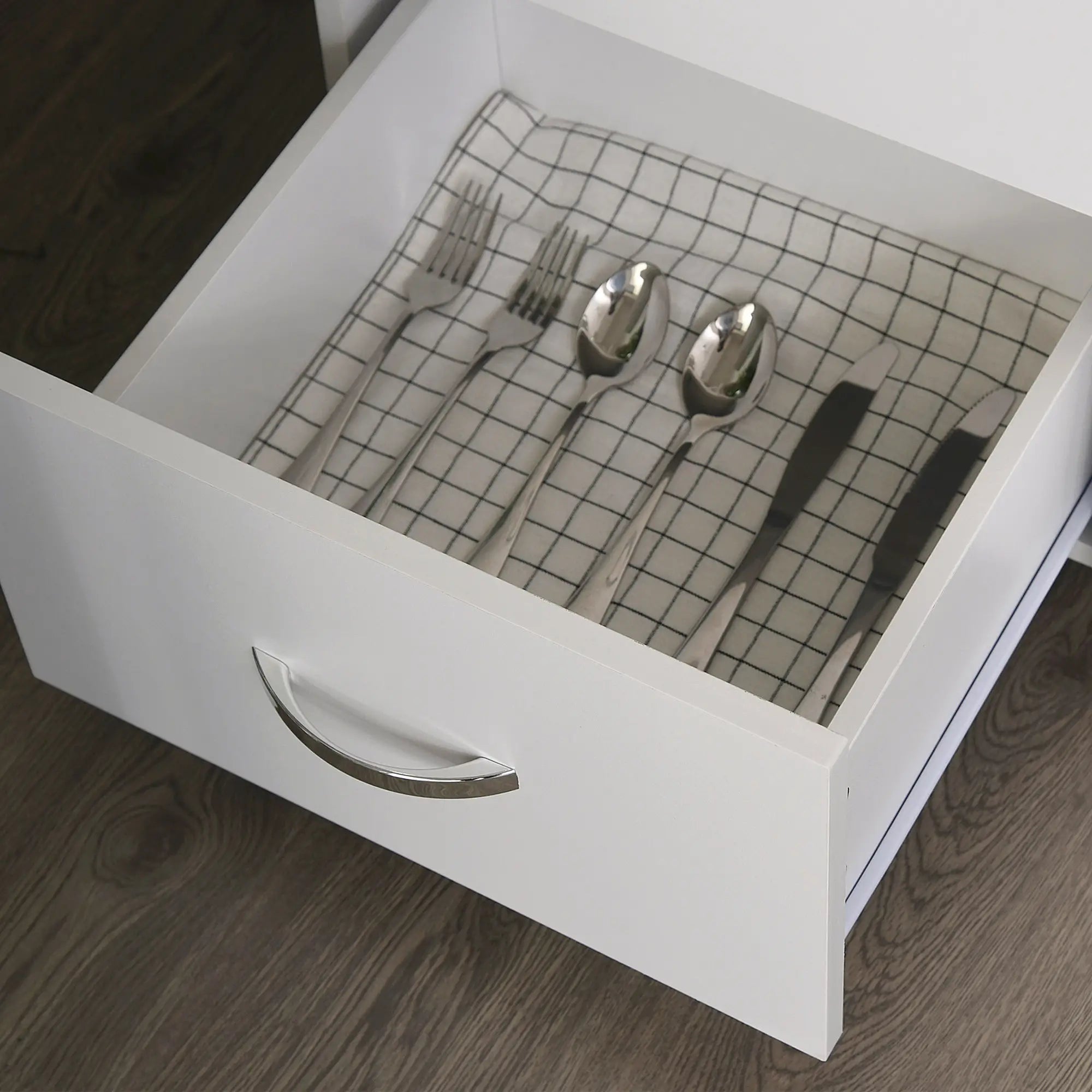 Freestanding Kitchen Buffet, Hutch Storage, 2 Door Cabinets, 3 Drawers, White Kitchen Pantry Cabinets at Gallery Canada
