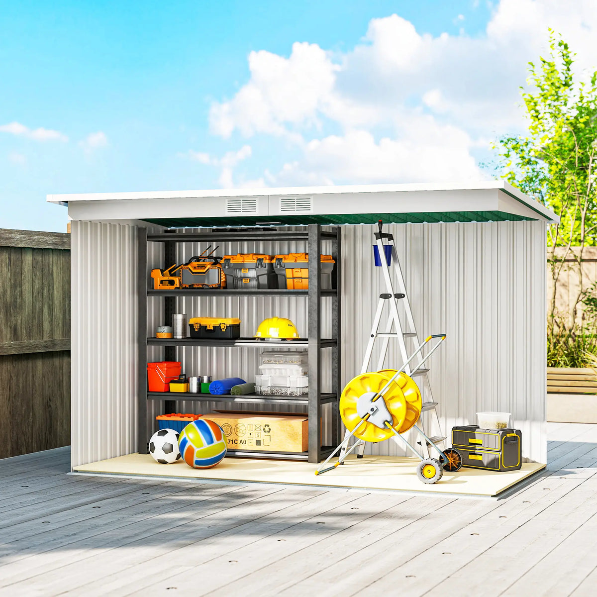 9' x 4' Metal Garden Shed, Ventilation, Doors, Dark Green Sheds at Gallery Canada