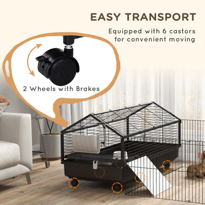 Metal Small Animal Cage, Rabbit Cage, Guinea Pig, Chinchilla, Hedgehog, 47.2" L x 66.9" W x 24.4"H Houses & Habitats at Gallery Canada