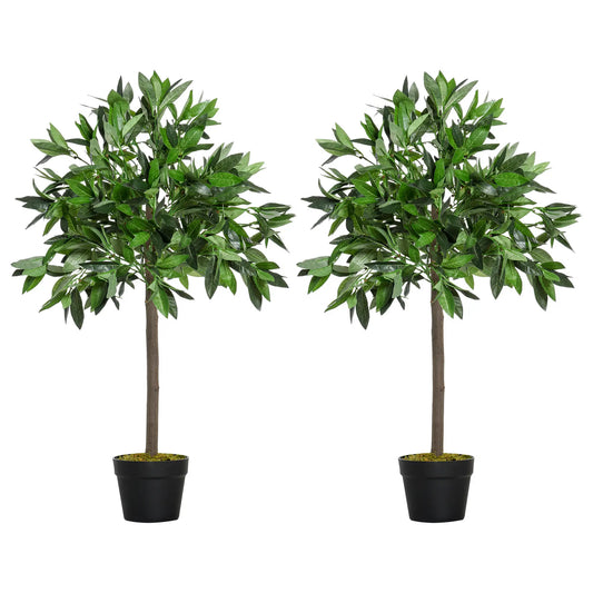 3FT Artificial Laurel Tree Set Of 2, Potted Fake Plant, Green Artificial Trees Green at Gallery Canada