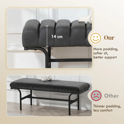 PU Leather Bedroom Bench, Cylindrical Seat, Metal Legs, Black Storage Ottomans & Benches at Gallery Canada