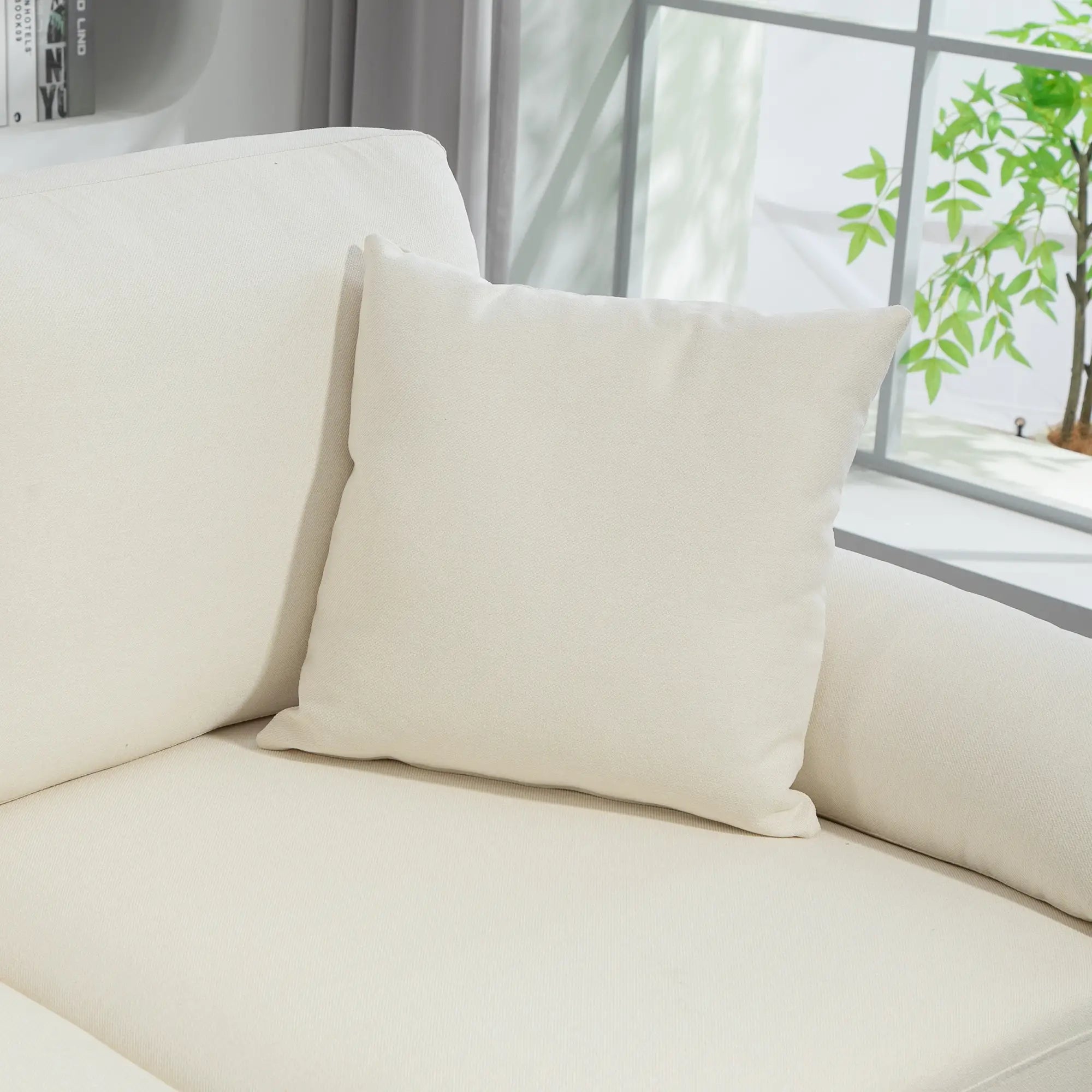 L-Shape Sectional Sofa, Changeable Chaise Lounge, Cream White 3-Seater Sofas at Gallery Canada