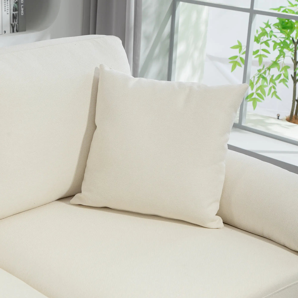 L-Shape Sectional Sofa, Changeable Chaise Lounge, Cream White 3-Seater Sofas at Gallery Canada