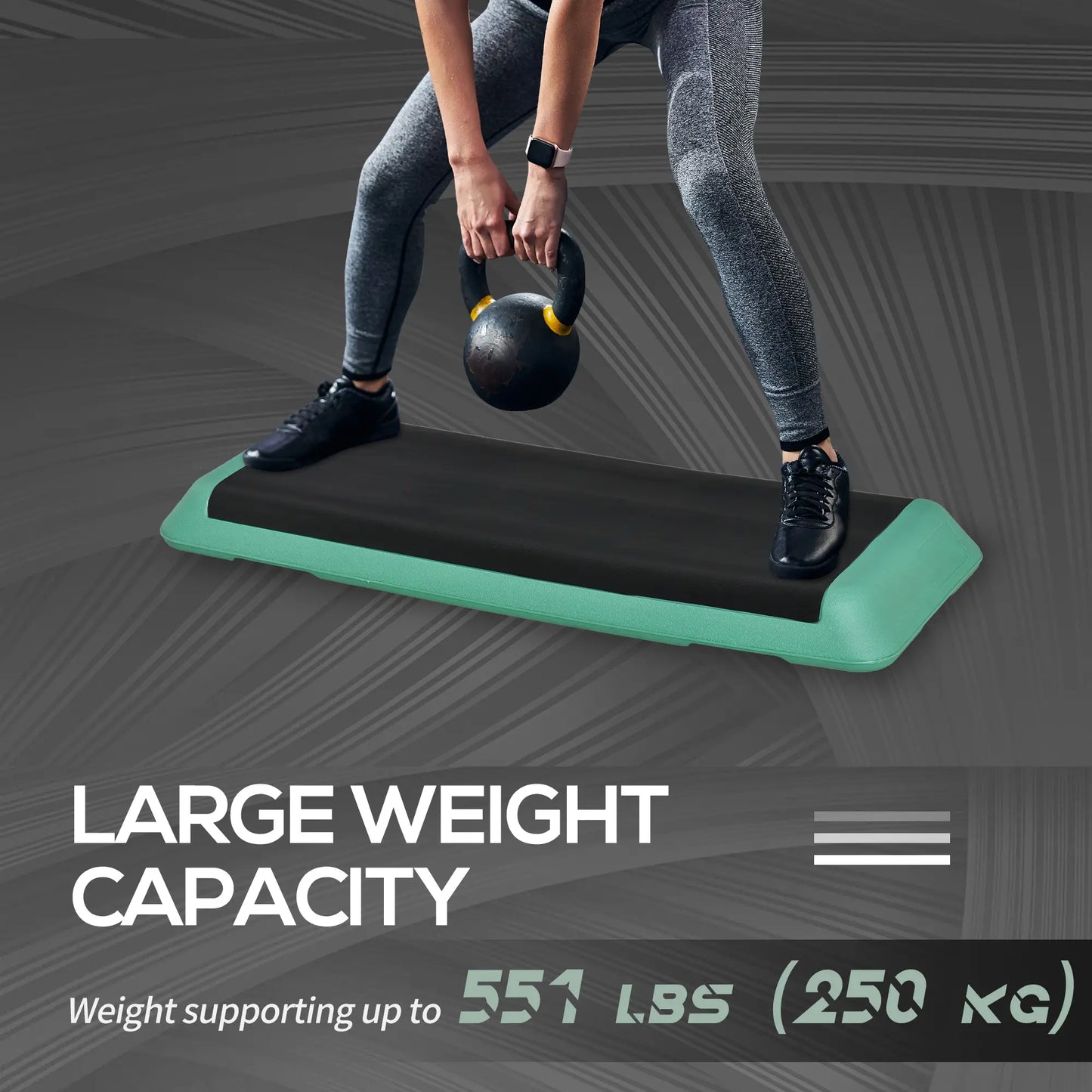 43" Adjustable Aerobic Stepper, 3 Level Risers, Cardio Fitness, Black, Green Aerobic Equipment at Gallery Canada