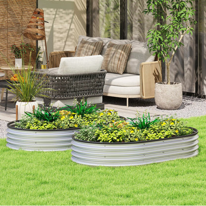 2Pcs Galvanized Raised Garden Bed, 5x3x1 ft, Silver Galvanized Planter Boxes at Gallery Canada
