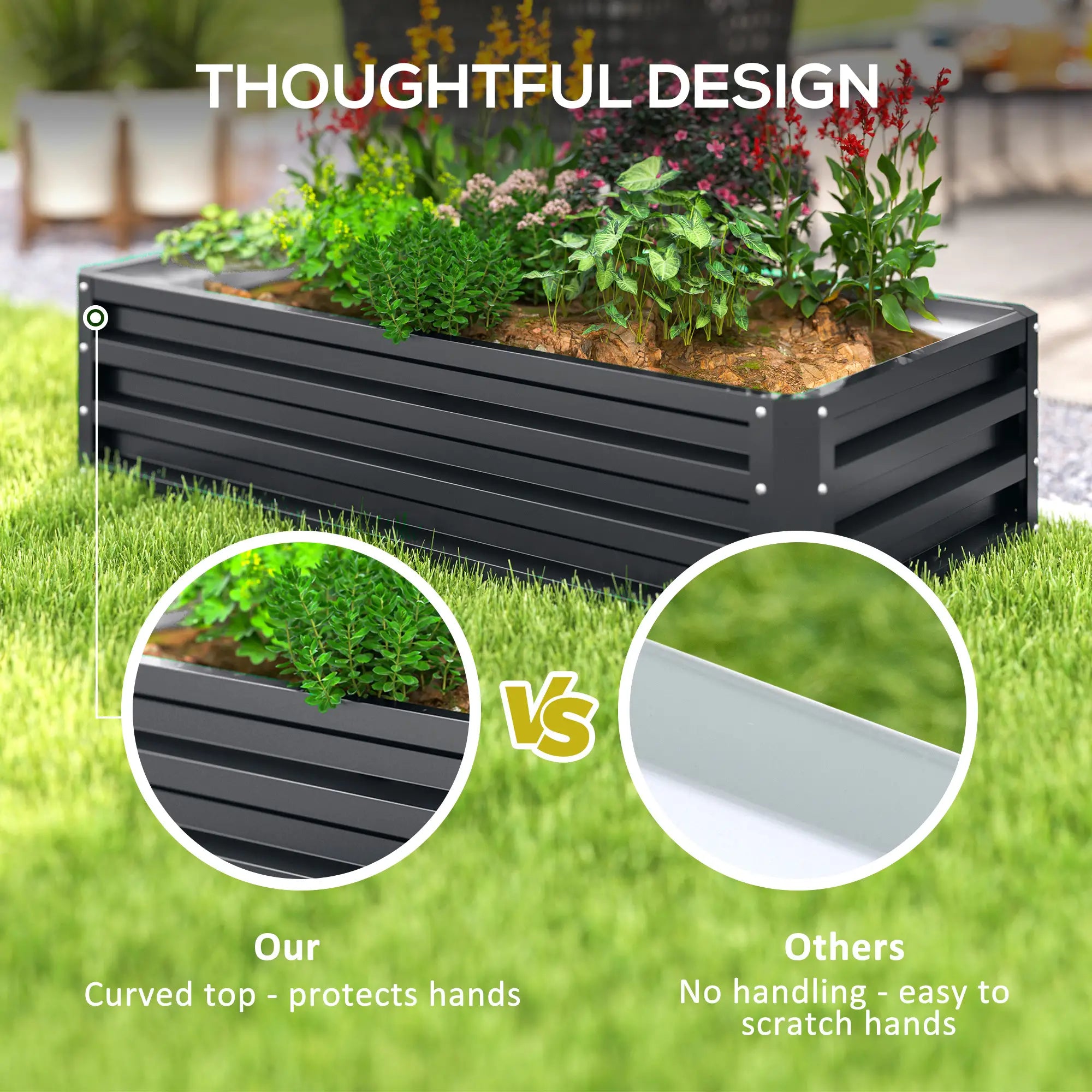 Galvanized Raised Garden Bed, Outdoor Planter Box, 4' x 2' x 1', Grey Galvanized Planter Boxes at Gallery Canada