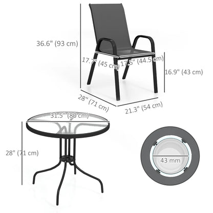 Five-Piece Steel Patio Set, Glass-Top Table, Black Outdoor Dining Sets at Gallery Canada