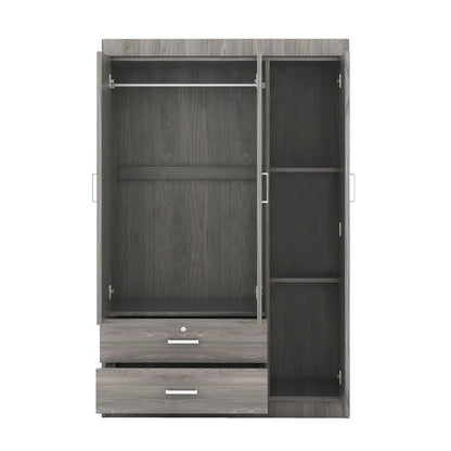 Modern Wardrobe, 2 Drawers, MDF, Hanging Rail, 41.5" L x 18.5" W x 68" H, Grey Clothing Storage at Gallery Canada