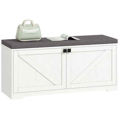 Shoe Storage Bench with Padded Seat, 8 Pairs, White Wood Grain, White Shoe Storage Cabinets & Racks White Wood Grain at Gallery Canada