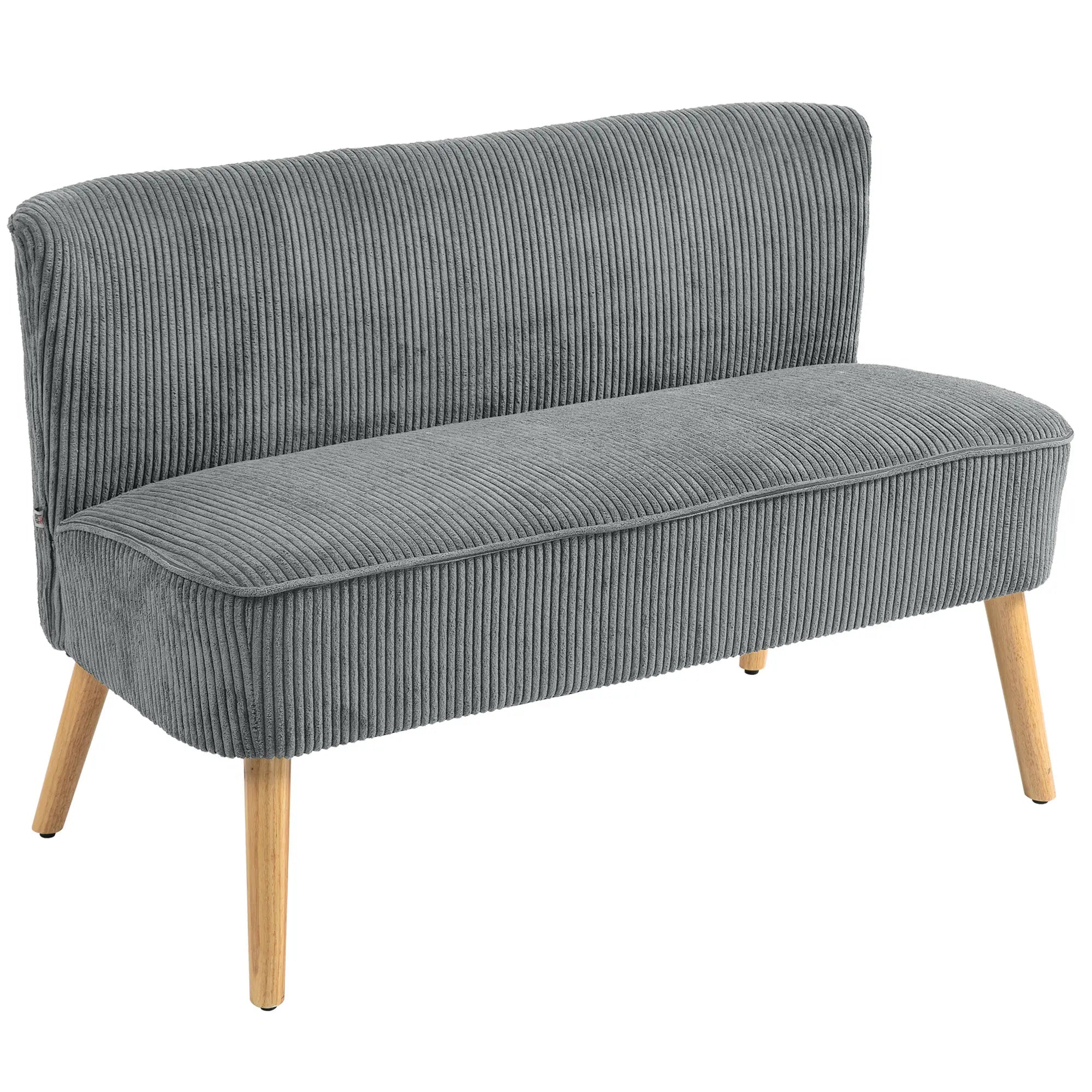 Modern 2 Seater Sofa, Upholstered Couch, Rubber Wood Legs, Grey 2-Seater Sofas Grey, Natural at Gallery Canada