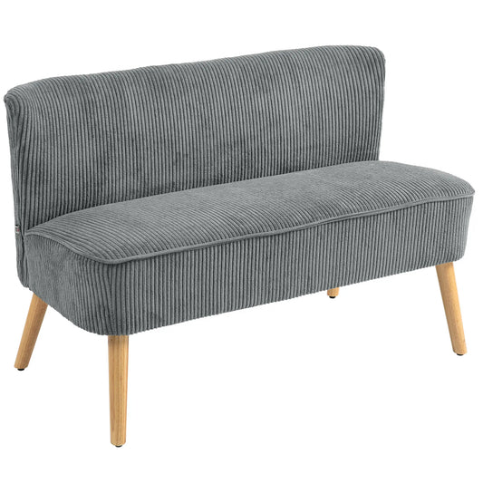 Modern 2 Seater Sofa, Upholstered Couch, Rubber Wood Legs, Grey 2-Seater Sofas Grey, Natural at Gallery Canada