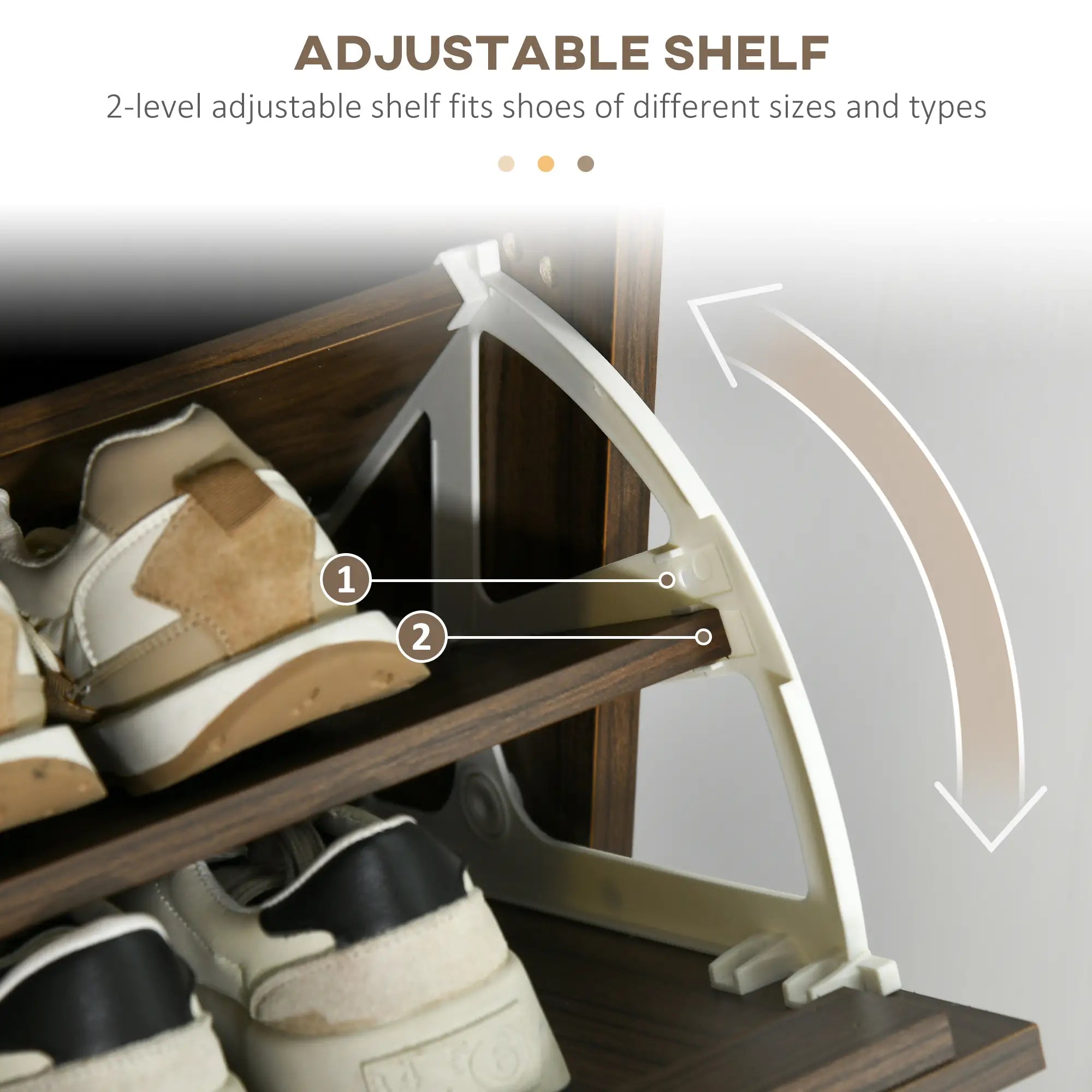 Shoe Storage Cabinet, 18 Pairs, 3 Flip Drawers, Adjustable Shelves, Walnut Shoe Storage Cabinets & Racks at Gallery Canada