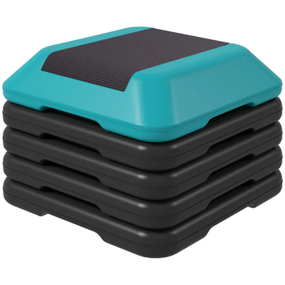 5-Level Adjustable Stepper, Aerobic Step Platform, 4" 6" 8" 10" 12", Blue Aerobic Equipment Blue at Gallery Canada