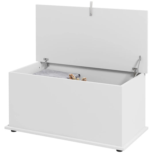 31.5" Storage Chest, Flip-Top Lid, Entryway Bench, Oak Storage Cabinets White at Gallery Canada