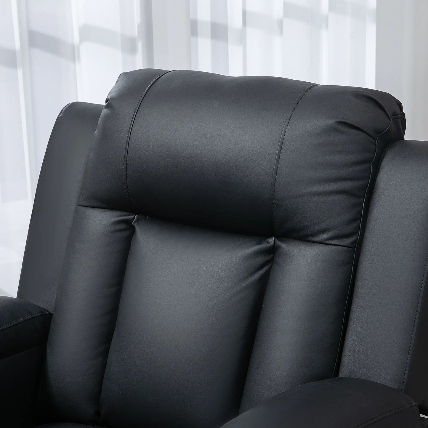 360° Swivel Massage Recliner Chair, 8 Vibration, PU Leather, Black Single Sofas at Gallery Canada