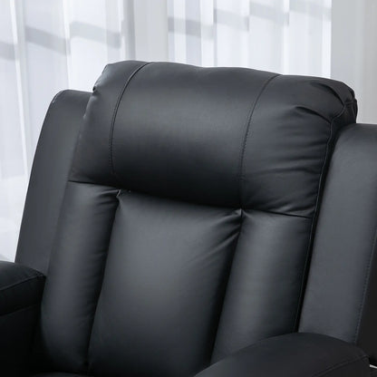 360° Swivel Massage Recliner Chair, 8 Vibration, PU Leather, Black Single Sofas at Gallery Canada