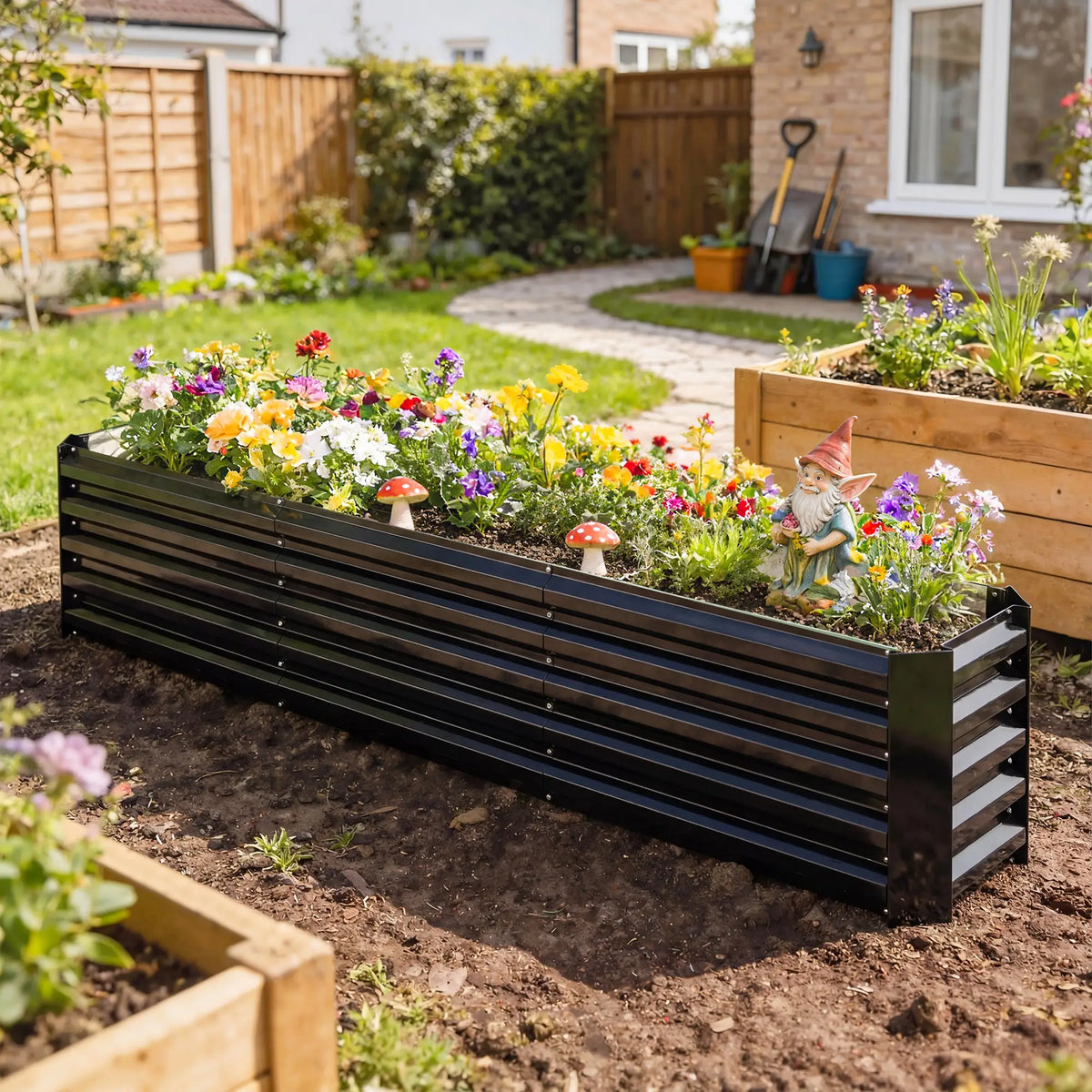 8 x 1.3 x 1.5ft Galvanized Raised Garden Bed, Reinforced Planter Box, Black Galvanized Planter Boxes at Gallery Canada