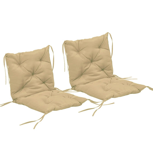 Set of 2 Garden Chair Cushions Seat Pad with Backrest for Sunbeds, Rocking Chairs, Loungers, Outdoor &; Indoor Use Patio Chair Cushions Khaki at Gallery Canada
