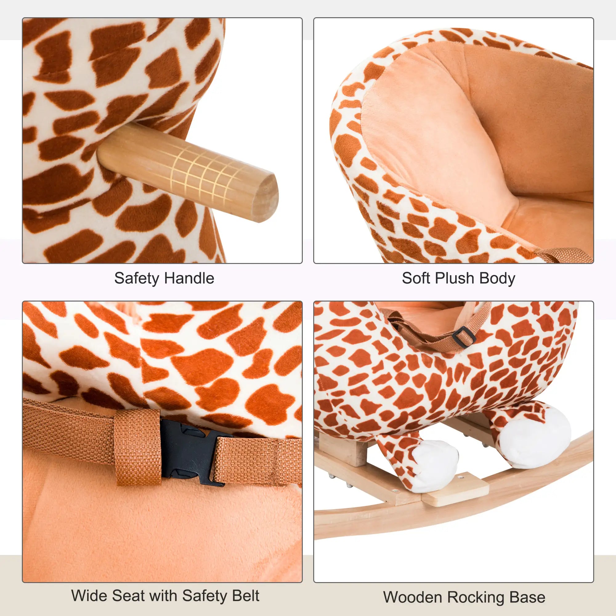 Wooden Plush Rocking Horse Chair, Toddler Size, Giraffe Theme Rocking Horses at Gallery Canada