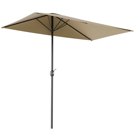 8ft Half Round Outdoor Patio Umbrella, Sun Shade, 5 Ribs Half Round Umbrellas Coffee at Gallery Canada