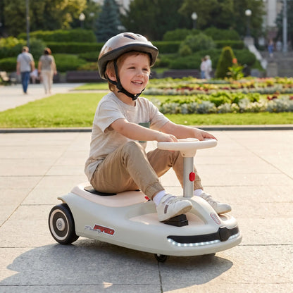 12V Electric Wiggle Car, 2 Speed, Music, Lights, White Electric Toy Cars at Gallery Canada