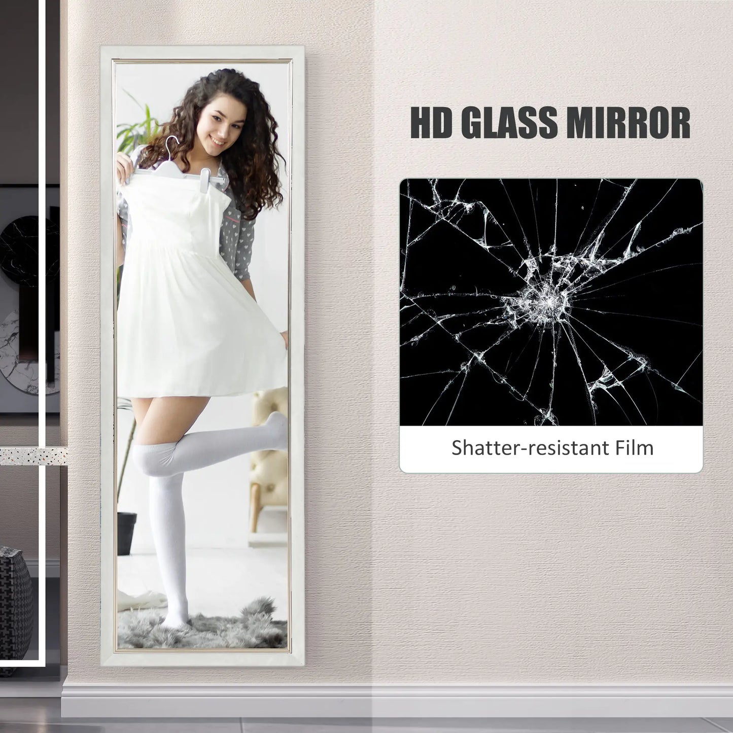 Floor Standing Mirror, Full Body, Leaning or Wall, White Full Length Mirrors at Gallery Canada