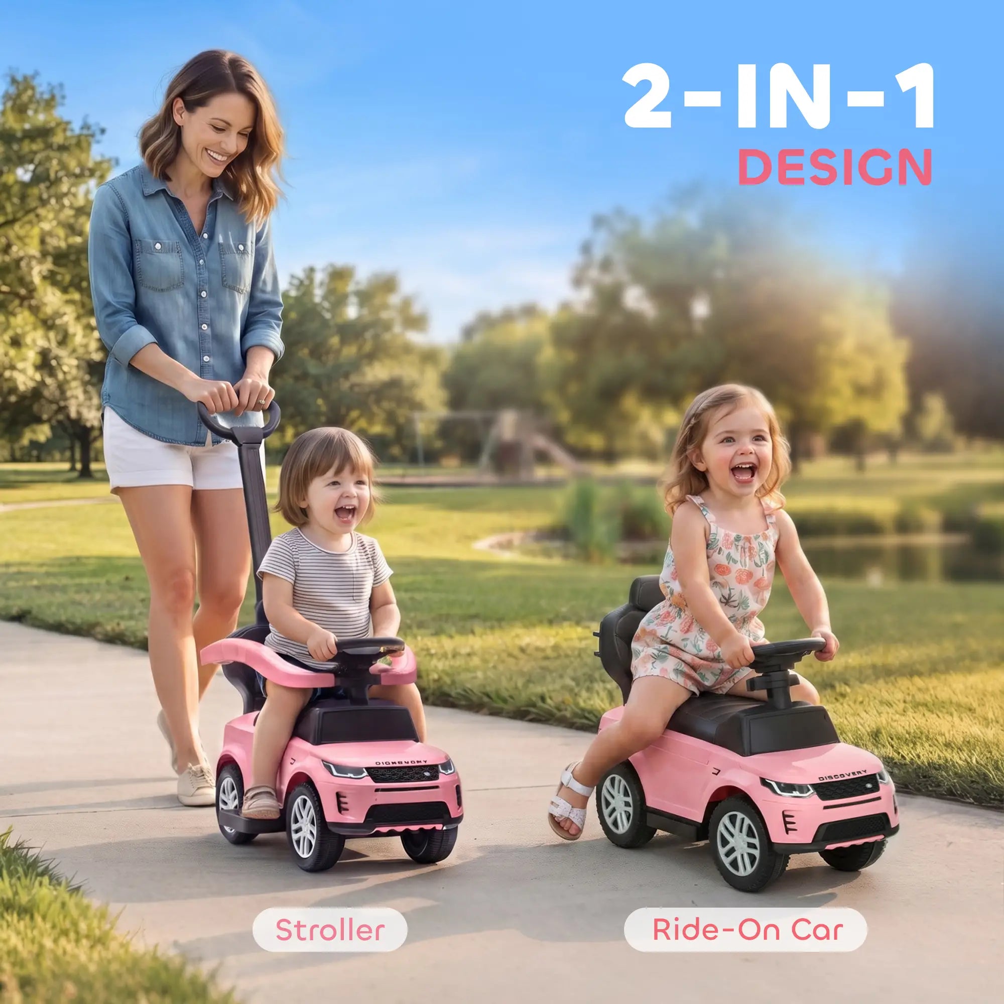 Land Rover Discovery 2-in-1 Ride On Push Car with Storage, Pink Push Cars for Toddlers at Gallery Canada